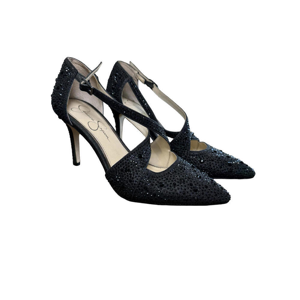 Jessica Simpson Shoes Womens Size 7 Strappy Stiletto Heels Rhinestone Dressy